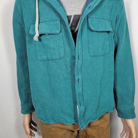 BDG Urban Outfitters Men's 100% Cotton Textured Button Jacket, Grey Hood Size S - Picture 4 of 12